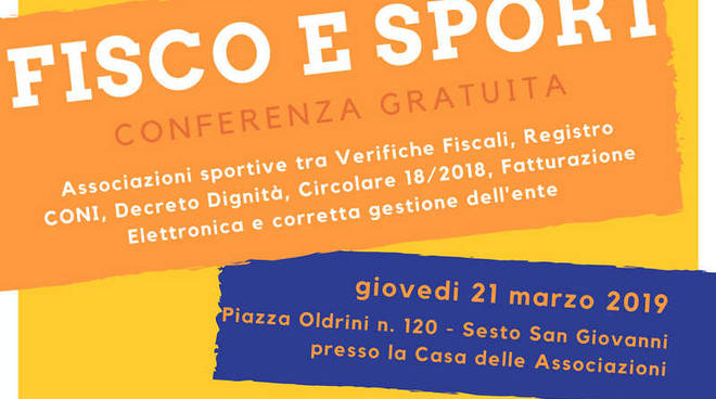 Fisco e Sport convegno a Sesto San Giovanni