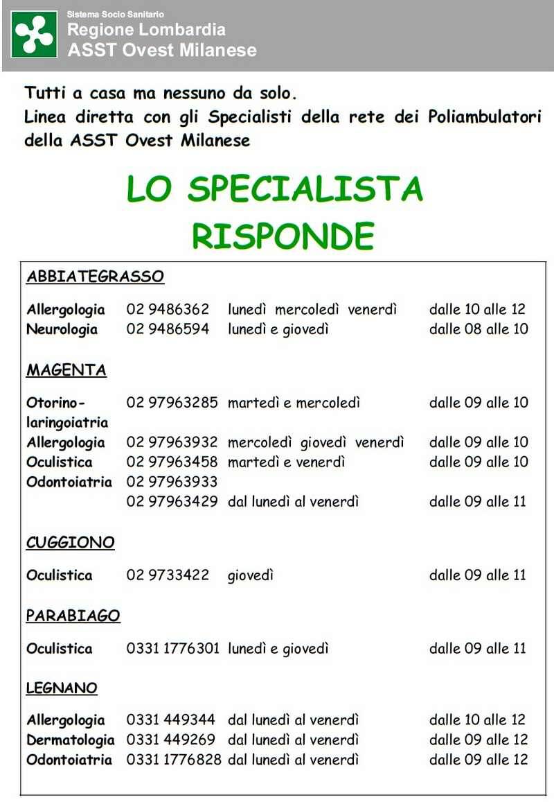 Lo specialista risponde ASST Ovest Milanese